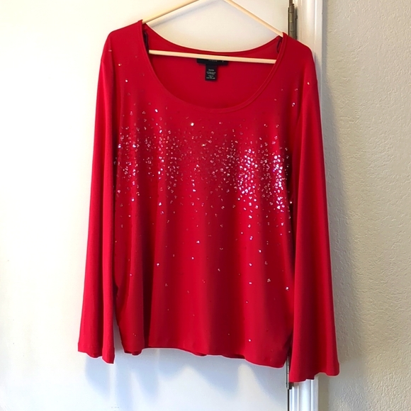 Venezia Lane Bryant Sequin Bell Sleeve Top - 22/24 - Picture 1 of 6